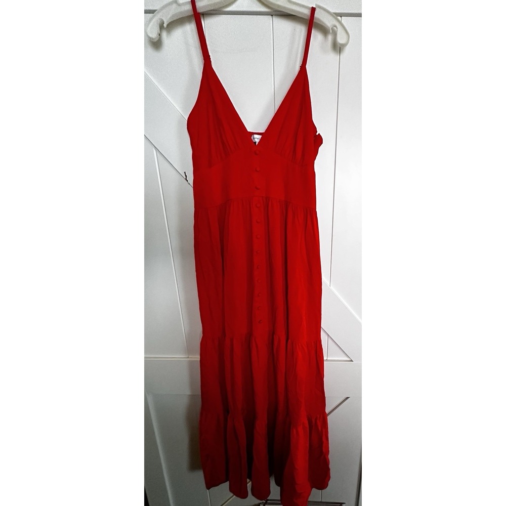 GIANNI‎ BINI Women's Red Sleeveless Halter Maxi Dress Sz 6 - Picture 3 of 8